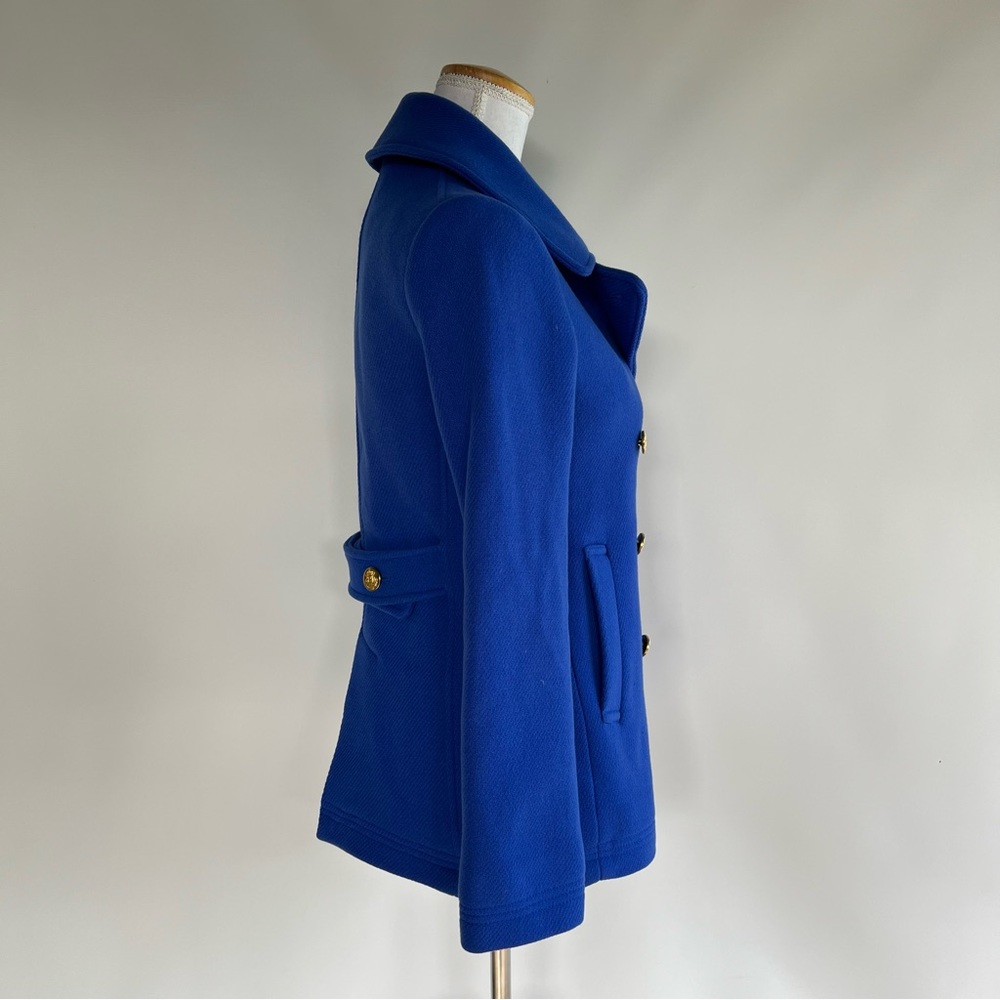 J. Crew Stadium Cloth Cobalt Blue Pea Coat - sz 2 - Picture 2 of 6